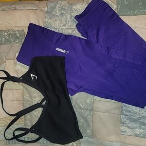 Gymshark Black Top and Purple Bottoms